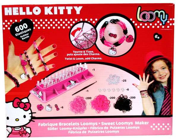 Hello kitty children weaving Loom Bracelet Maker Kit Education Learning Rubber band bracelet toy 600 assorted color latex gift