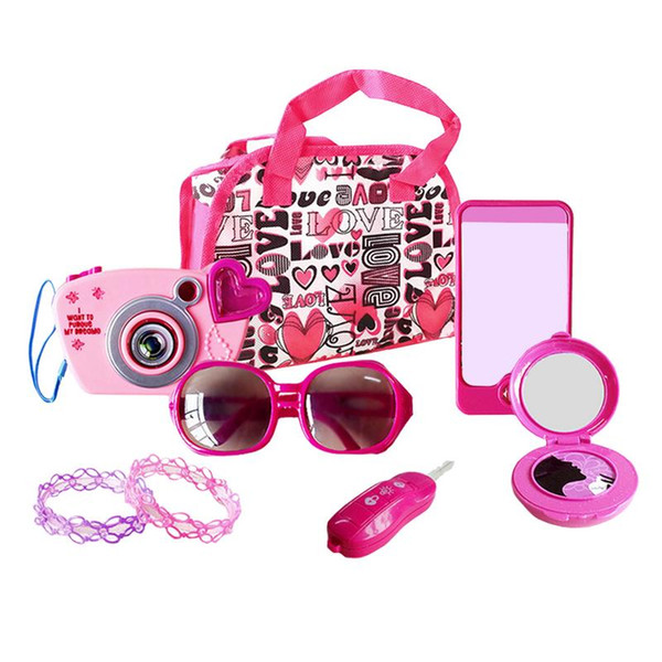2019 8PCS Pretend Successful Female Toy Camera Jewelry Combination Makeup Set Simulation Play House Toy Role Play Beauty Set