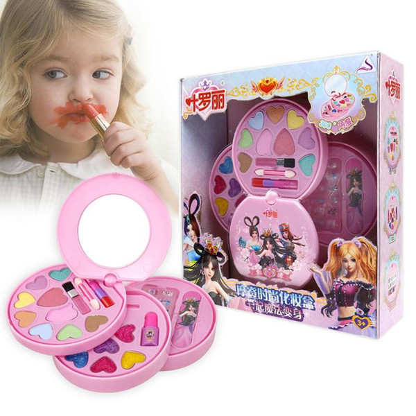 Children's Makeup Playset Simulation 360 Degree Rotating Cosmetics Case Girls Nail Polish Set Kids Parents Interactive Toy