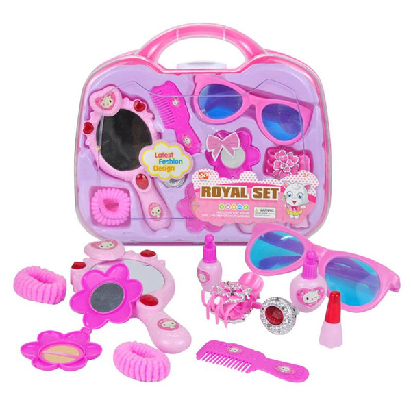 Girls Kids Pretend Play Cosmetic And Makeup Toy Set Hair Toy Kit Beauty Salon Portable Vanity Case