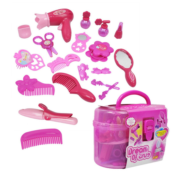 Girls Beauty Cosmetic Toys Kit Girl Jewelry Home Simulation Hair Dryer Beauty And Dressing Suit For Children Kids Makeup