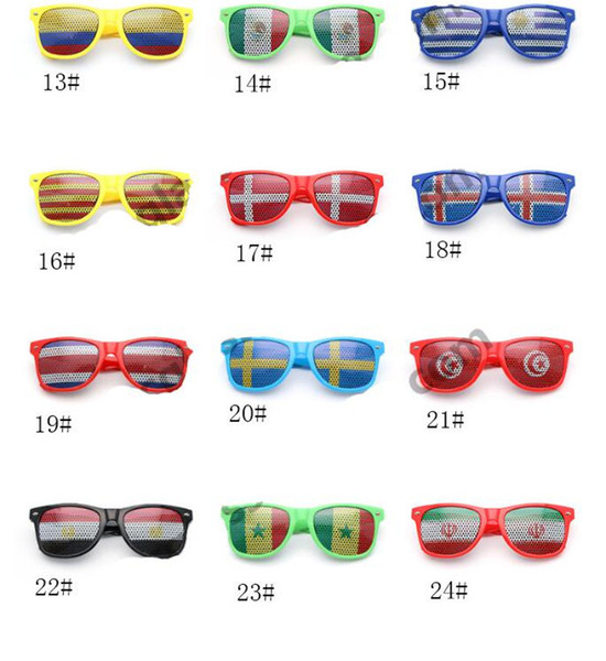 36colors World Cup National Flag Retro Glasses Foot Game Unisex Glasses Party Favors Photo Booth Props Accessories Fans Gift 