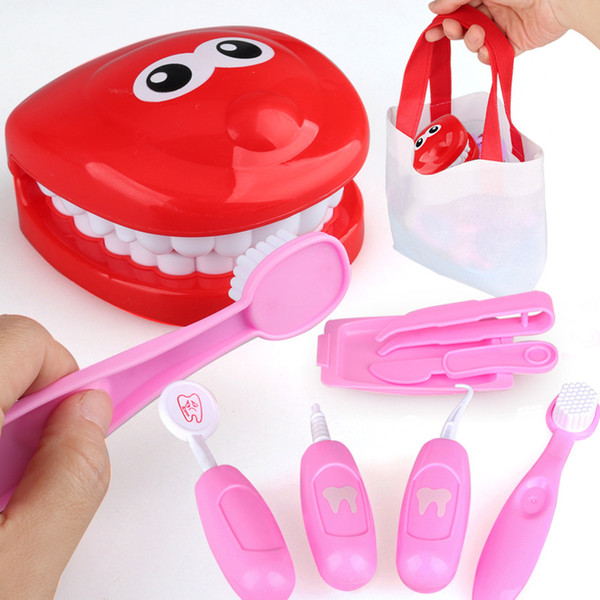 9Pcs Pretend Play Doctor Toys Dentist Check Teeth Medical Doctor Kit Educational Role Play Learning Kids Toys for Children girls
