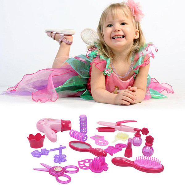 Makeup Toy 19pcs Kid Girls Toys Pretend Play Dressing Table Toy Simulation Hair Dryer Beauty Salon Princess Dressing Set