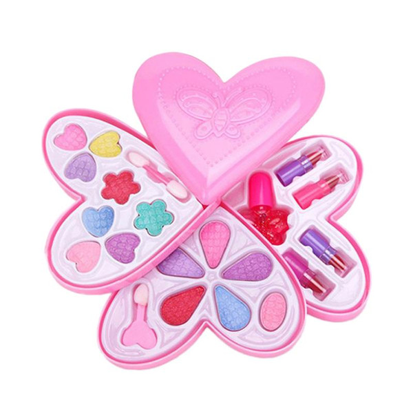 1pc Makeup Box Toy Set 4-Layer Cosmetics Heart Shaped Educational Dress Up Prepend Play Kit Accessory Toy for Kids Gifts