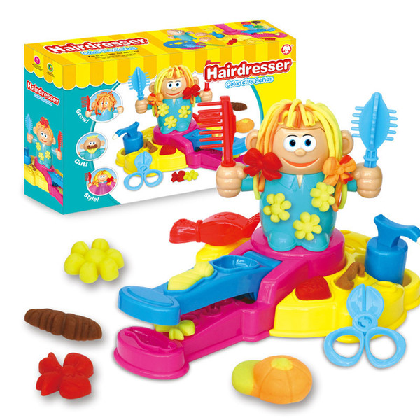 Play house toy Originality Educational Funny Barber 3D Hairdresser Color Clay Scissor Comb set toy child kids Christmas Gifts