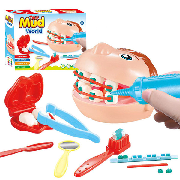 Children's Educational Toys Role-play the Dentist DIY Dental examination kit toy set colored clay baby kids Christmasgift