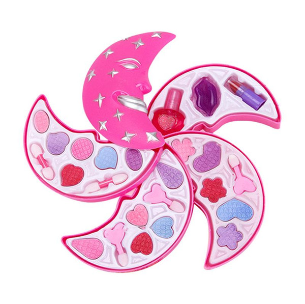 Pretend Play Make Up Toys Moon Shape Kids Girls Makeup Tool Kit Toy Children Girls Cosmetics Play Sets for kids birthday gift