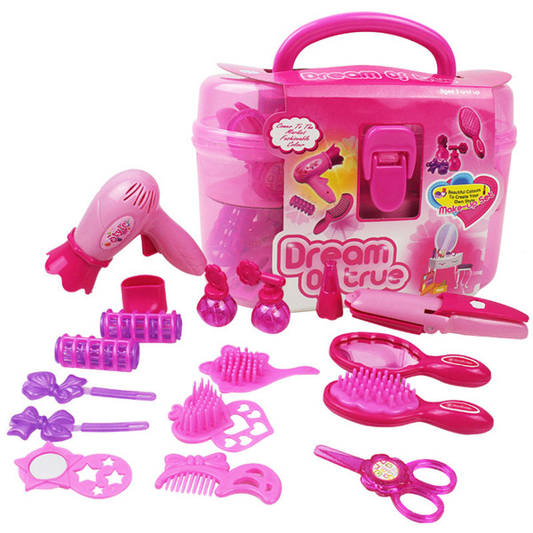 Cute Girl Prentend Play Toys For Children Hairdressing Jewelry Box Enlighten Hair Clip Perfume Mirror Series Toys Birthday Gifts