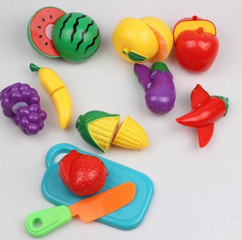 3sets/lot New Baby Toys DIY Plastic Kitchen Food Vegetable Fruit Cutting Toys Kids Pretend Play Educational Toy Cook Cosplay For Children