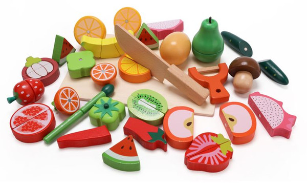 Training of Hand-on Ability of Wooden Parent-Child Toy Set for Children in Family Kitchen Fruit and Vegetable Cherry