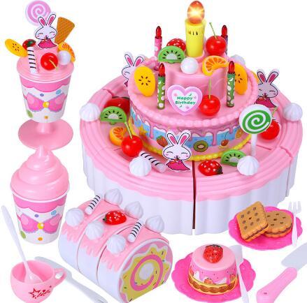 House birthday cake toy children simulation three-layer cake fruit cut music fun little girl toys for sale
