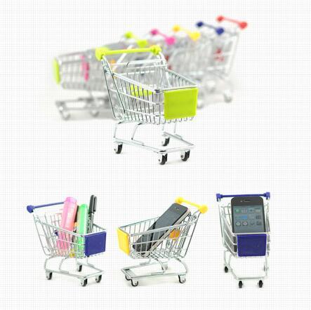 Best price Wholesale small children's mini shopping cart house trolley toy 1 dollar store retail small storage basket toy