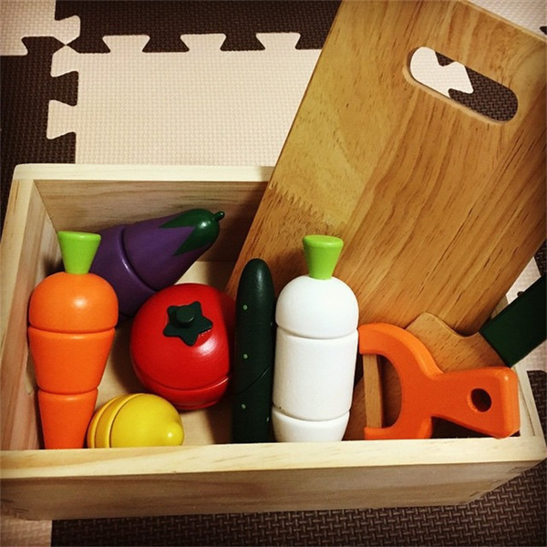 Wooden Vegetables Fruit Toy Children Pretend Play And Dress Up Kitchens Play Food Learning Education Toys Hot Sale 30xq W