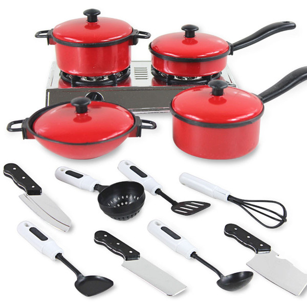 13Pcs/set Children Mini Kitchen Cookware Pot Pan Kids Pretend Cook Play Toy Simulation Kitchen Utensils Toy Set Children Gift P5