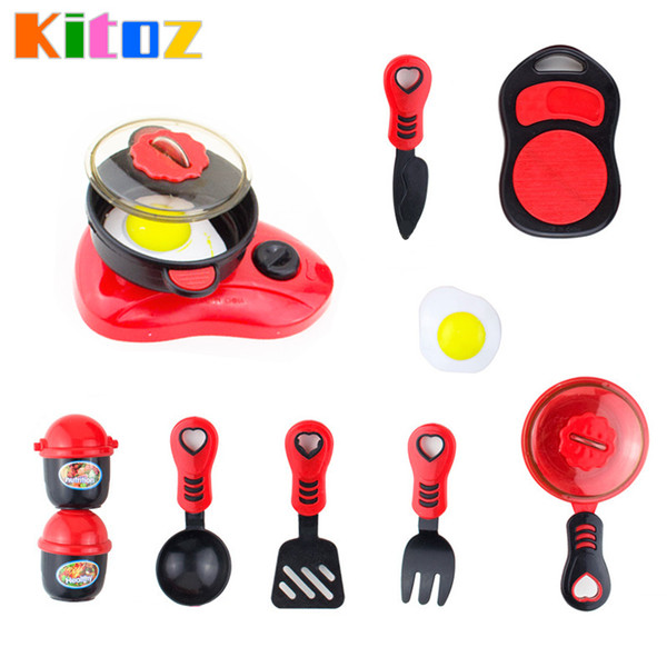 Wholesale- Kitoz Mini kid's Kitchen Toy Frying Pan Pot Dish Model Pretend Cooking Toys Set Tableware Utensils for Girl Boy Children