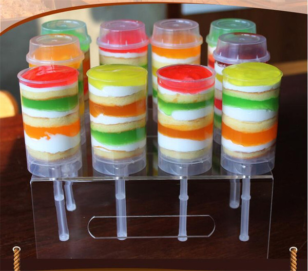 Cake Push Up Pop Containers with Lids Round Clear Acrylic Cake Stands Push Pop Containers Shooter Wedding Birthday Party Decorations new