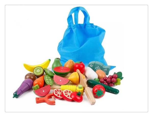 Free Preschool Children Wooden Kitchen Food Fruit Vegetable Cutting Kids House Educational Puzzle Learning Toys all 21pcs/Lot