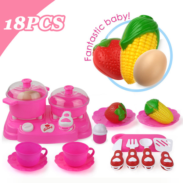 18pcs Cooking Toys For Children Cookware Pretend Play Cutting Food Set Kids Kitchen Educational Toy Play House Toys For Girls [