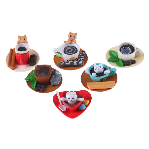 Novelty 1pcs Kawaii Dessert Cat Miniature Dollhouse Kitchen Toys Home Decoration Accessories Decor Craft Toys Pretend Play