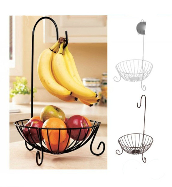 Novelty Kitchen Metal Fruit Basket with Detachable Banana Hanger Fruit Storage Holders & Racks iron fruit plate European-style snack rack
