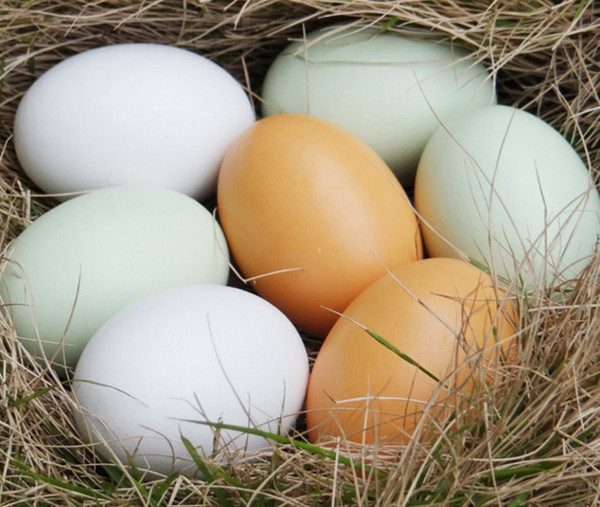 4pcs Wooden Fake Eggs Children's Toys DIY creative Painted graffiti toy simulation eggs wooden Easter Eggs -3 Color