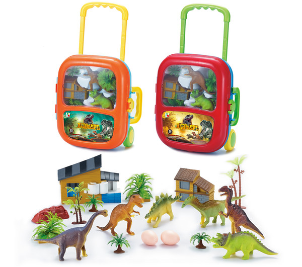 Pretend Play Dinosaur Model toys Kids for children Suitcase Luggage Storage box toys trolley case piggy bag
