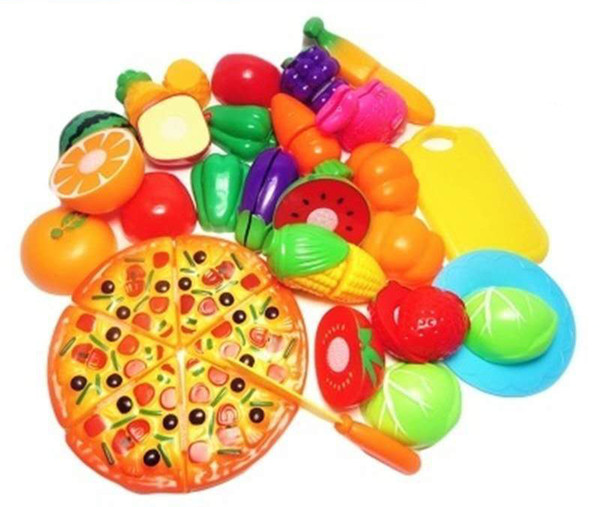 Pretend Play Kitchen Toys 24pcs/sets Kids Cutting Fruit Vegetables Miniature Safety Food set Educational Classic Toy for Kids