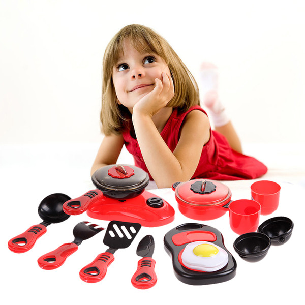 Wholesale- Children DIY Kitchen Toys Gift Beauty Kitchen Cooking Toy Role Play Toy Set Educational Toys Red Pink FCI#