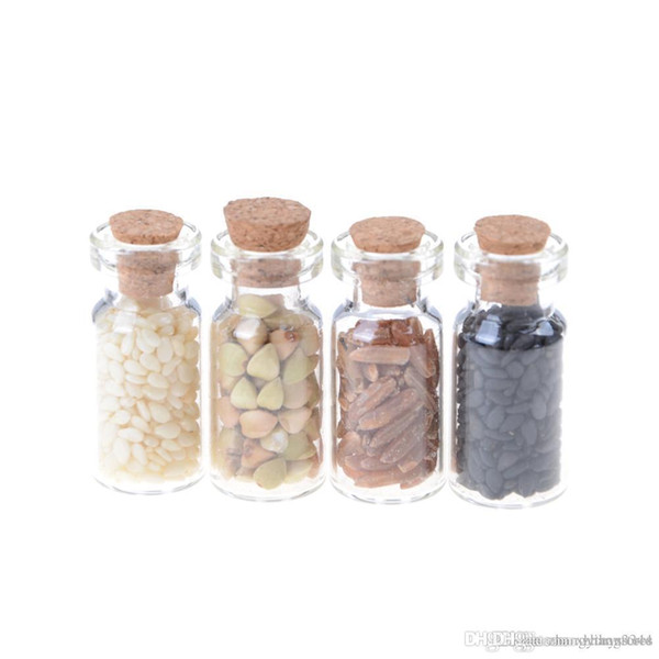 Wholesale- Hot Sale 1/12 Dollhouse accessories Kitchen accessories mini Furniture Miniature Dry glass bottle grain 4pcs/lot Random