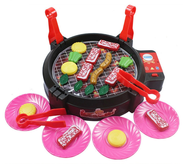 New Arrival Simulation BBQ Kitchen Toy Electronic Sound Barbecue Play Food Sets Toy Family Parent-child Interactive Kids Cooking Toy