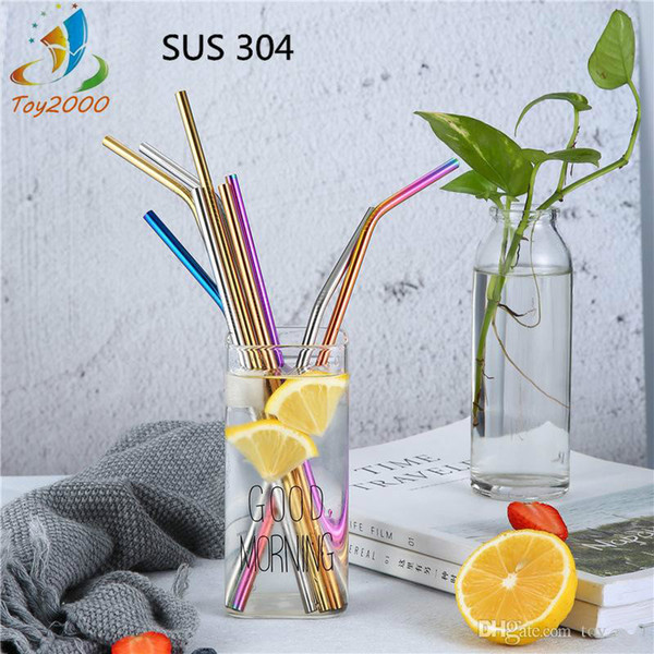 Colorful FinalStraw Stainless Steel Drinking Straw 21.5cm Straight Bent Reusable Straws Juice Party Bar Accessorie kids toys