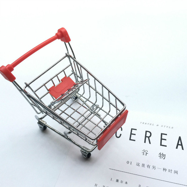 Super Cute Mini Supermarket Handcart Shopping Cart Utility Mode Storage Organizer Chidren Pretend Play Gift Kids Toy Christmas