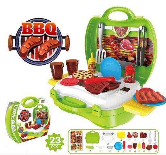 7 style Kid's Soft Montessori Pizza/Makeup/BBQ/Medical Classic Pretend Play Toy Set Non-Electronic handcarry design plastic box YH525