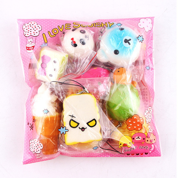 Simulation Bread Pendant 10pcs/Set Antistress Toy for Children Kids Squeeze Slow Rising Toy Squishy Stress Reliever