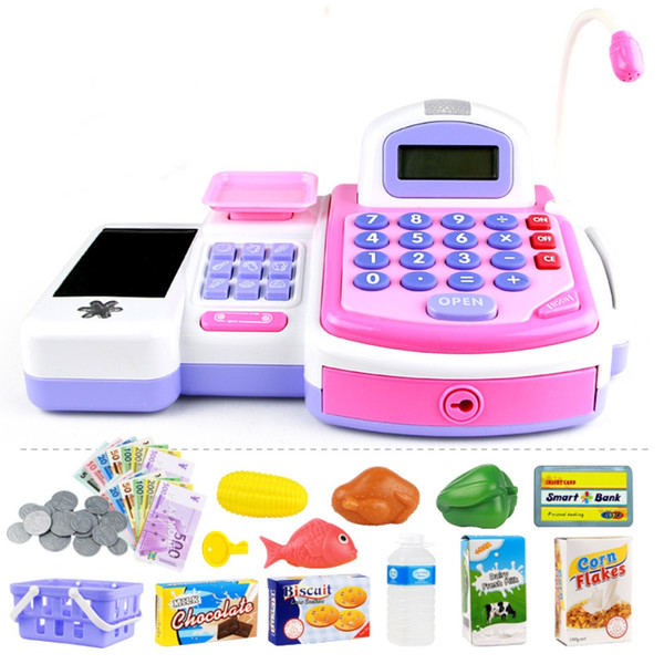 Pretend Play Electronic Cash Register Toy for Kids Realistic Actions and Sounds