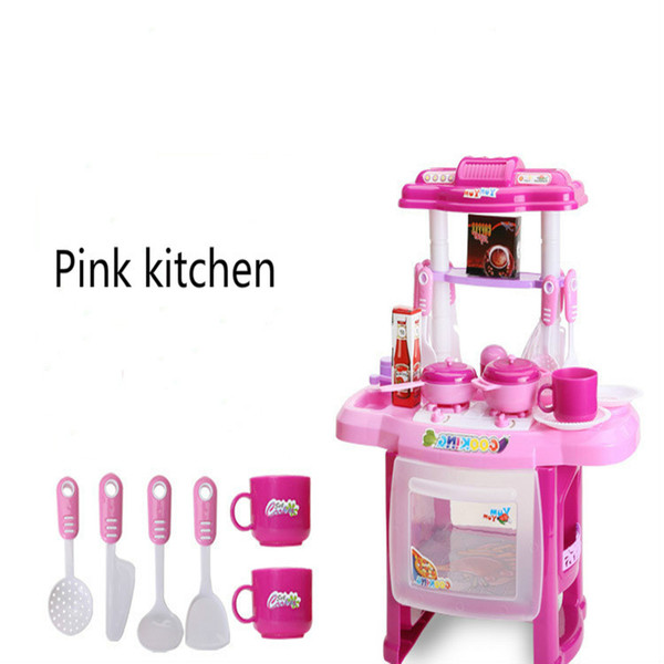 Children's play house toys kitchen beauty cooking tableware table light music simulation kitchenware girl educational toys