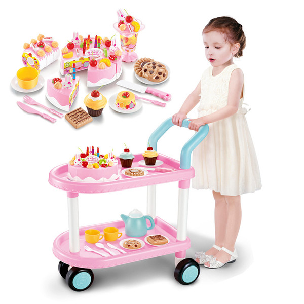 Children play house cake cart toys-cake trolleys- kitchen molds-cooking cakes-carts toys