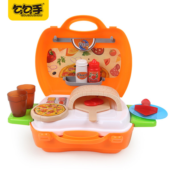 GouGouShou Cutting Plastic Pizza Toy DIY Simulation Cooking Food Cake Kitchen Pretend Play Toys Multifunctional Educational Toy