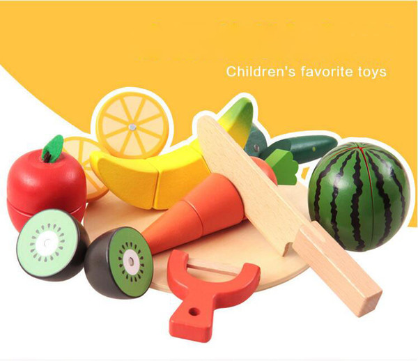Wooden Kitchen Toys Cutting Fruit Vegetable Play miniature Food Kids Wooden baby early education food toys