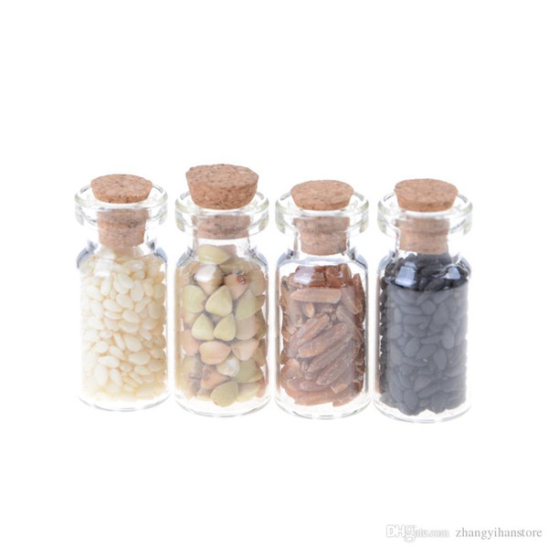 Wholesale- Hot Sale 1/12 Dollhouse accessories Kitchen accessories mini Furniture Miniature Dry glass bottle grain 4pcs/lot Random