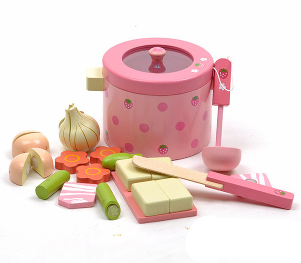 Baby Toys Super Cute Simulation Vegetable Hot Pot Wooden Toys Play Food Prentend Play Food Set Birthday Gift