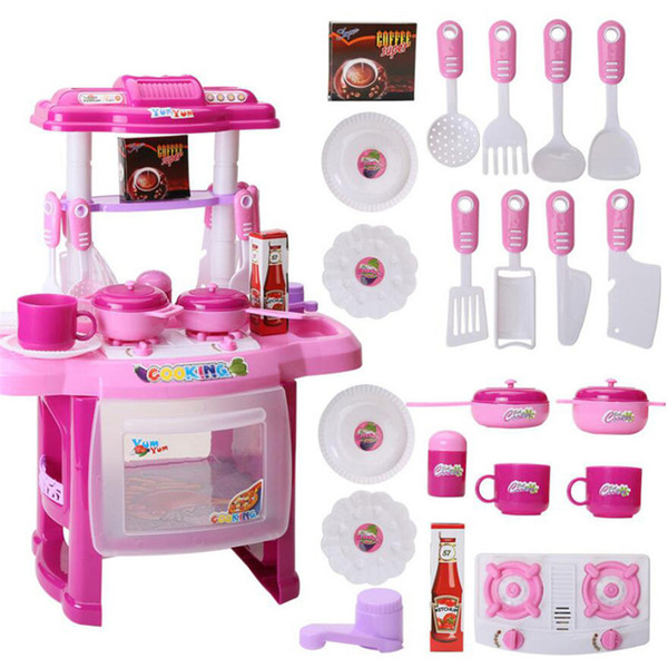 New Kids Kitchen Appliances Set Children Kitchen Toys Large Kitchen Cooking Tableware Simulation Model Colourful Play House Educational Toy
