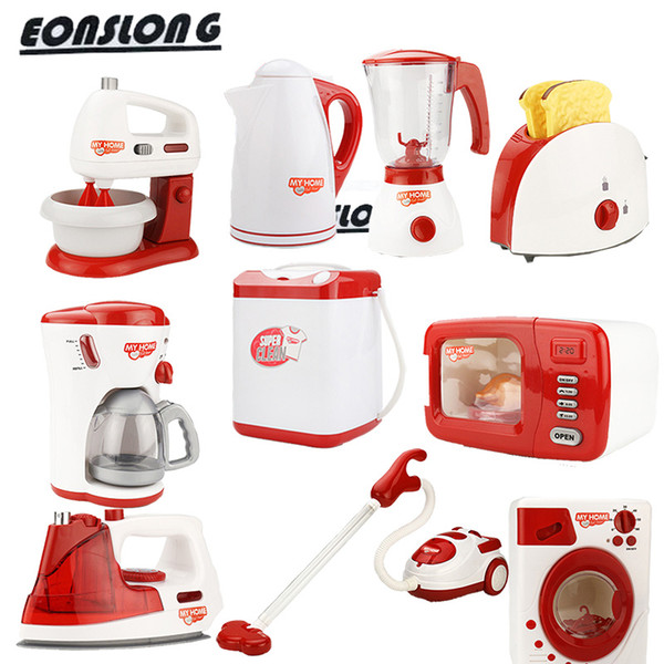 Toy appliances pretend play house electric iron eggbeater machine & coffee machine microwave oven washing machine toaster education toys