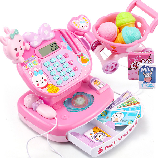 Calculator cash register with simulation sound and realistic action role pretend play & preschool toys brinquedos meninas toy kids gift