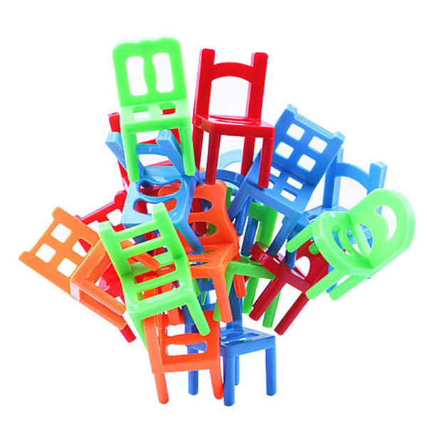 18pcs/set Plastic Balance Toy Stacking Chairs for Kids Desk Play Game Educational Toys For Children Doll Accessories Gift