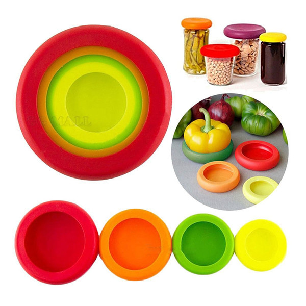 Food Huggers Reusable Fruits and Vegetables Silicone Cover Storage Containers Wraps Seal Vacuum Cover for Fresh Keeping 4pcs/set C5304