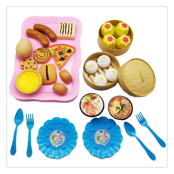 Plastic Fast Food Playset Mini Hamburg French Fries Hot Dog Ice Cream Cola Food Toy for Children Pretend Play
