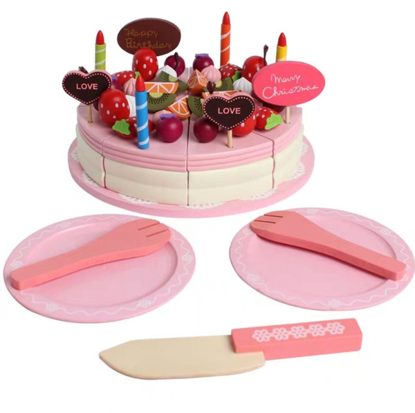 Wooden simulation kitchen toy cut fruit house cake set 3-4-5-6 year old baby boys and girls children