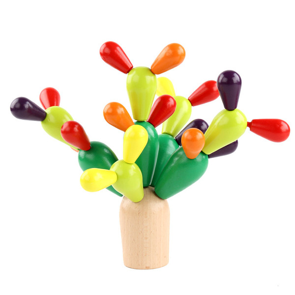 OU YI Wooden children pile blocks baby hands splicing cactus cactus ball puzzle multifunctional disassembling and assembling toys